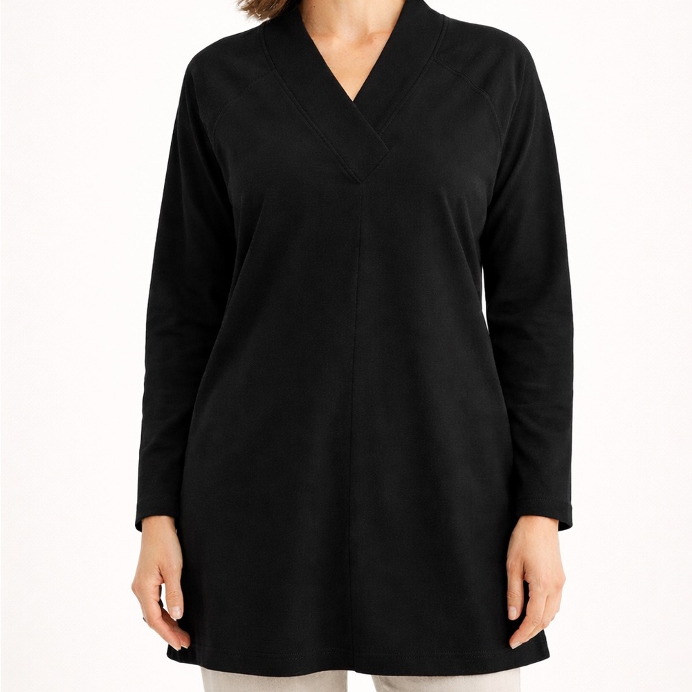 Pure Jill Black French Terry Cowl‎ Neck Tunic Top Size Small Soft Stretch